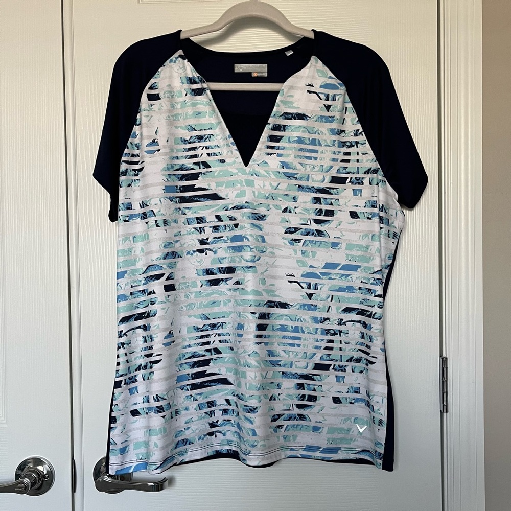 Callaway Blue and White Raglan Short Sleeve T-Shirt